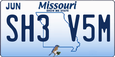 MO license plate SH3V5M