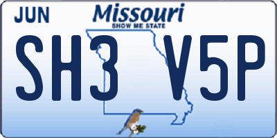 MO license plate SH3V5P