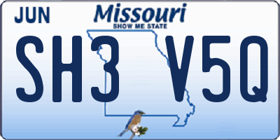 MO license plate SH3V5Q