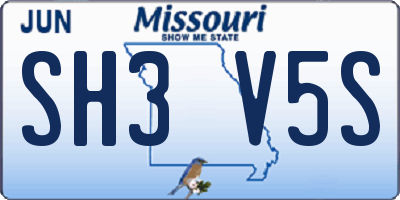 MO license plate SH3V5S