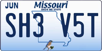 MO license plate SH3V5T