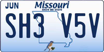 MO license plate SH3V5V
