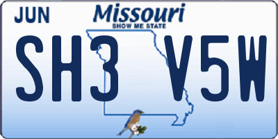 MO license plate SH3V5W