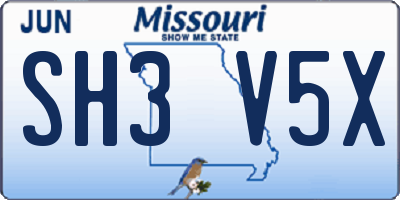 MO license plate SH3V5X
