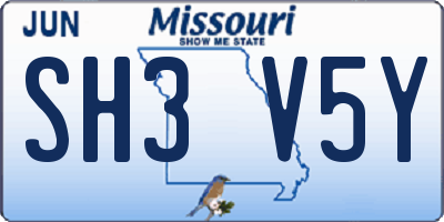 MO license plate SH3V5Y