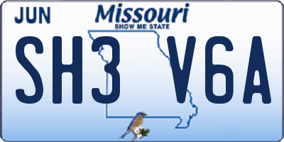 MO license plate SH3V6A