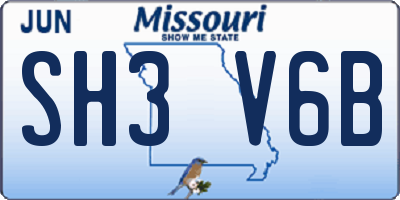 MO license plate SH3V6B