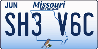 MO license plate SH3V6C