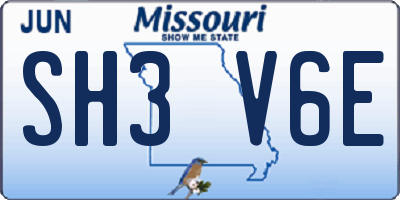 MO license plate SH3V6E