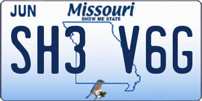 MO license plate SH3V6G