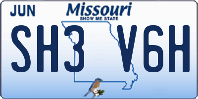 MO license plate SH3V6H