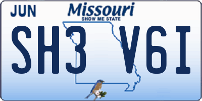 MO license plate SH3V6I