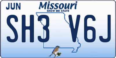MO license plate SH3V6J