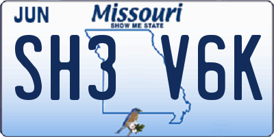 MO license plate SH3V6K