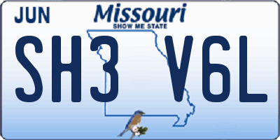 MO license plate SH3V6L