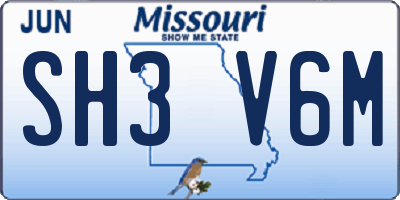 MO license plate SH3V6M