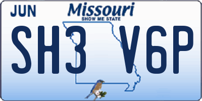 MO license plate SH3V6P