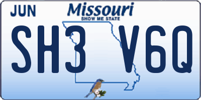MO license plate SH3V6Q
