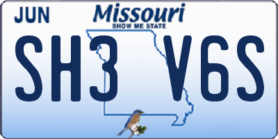 MO license plate SH3V6S