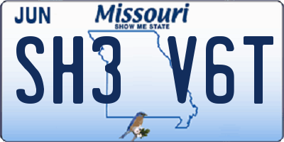 MO license plate SH3V6T