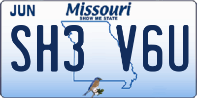 MO license plate SH3V6U