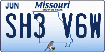 MO license plate SH3V6W