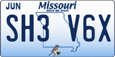MO license plate SH3V6X