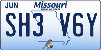 MO license plate SH3V6Y