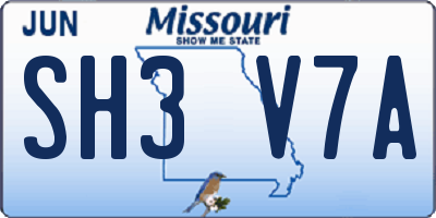 MO license plate SH3V7A