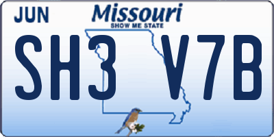 MO license plate SH3V7B