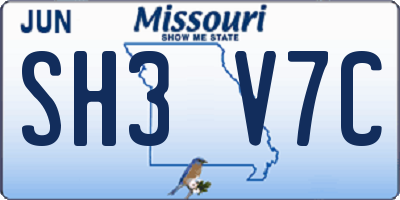 MO license plate SH3V7C