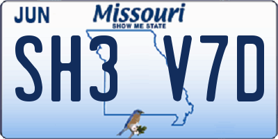 MO license plate SH3V7D