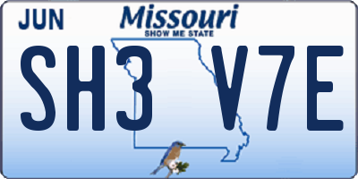 MO license plate SH3V7E