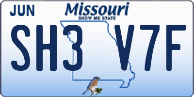MO license plate SH3V7F