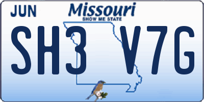 MO license plate SH3V7G