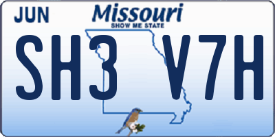 MO license plate SH3V7H