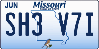MO license plate SH3V7I