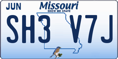 MO license plate SH3V7J