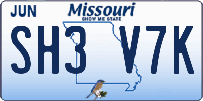 MO license plate SH3V7K