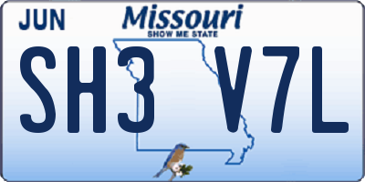 MO license plate SH3V7L