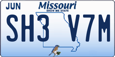 MO license plate SH3V7M