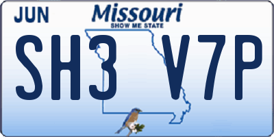 MO license plate SH3V7P