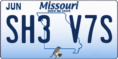 MO license plate SH3V7S