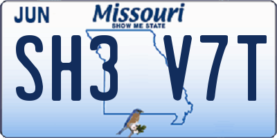 MO license plate SH3V7T