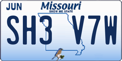 MO license plate SH3V7W