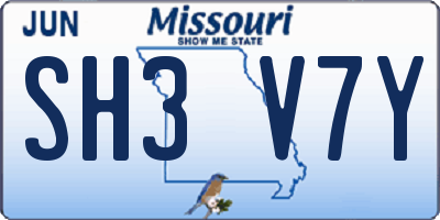 MO license plate SH3V7Y
