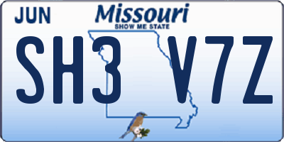 MO license plate SH3V7Z