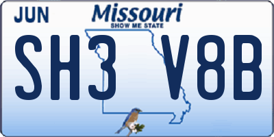 MO license plate SH3V8B
