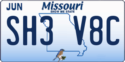 MO license plate SH3V8C