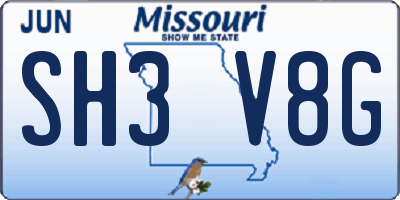 MO license plate SH3V8G
